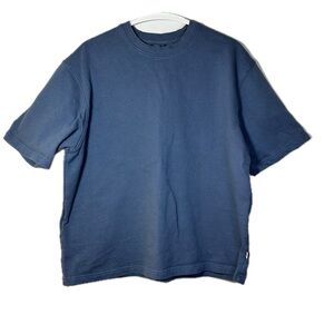 Frank & Oak Men Sustainable Organic French Terry Cotton Short Sleeve Blue Top XL